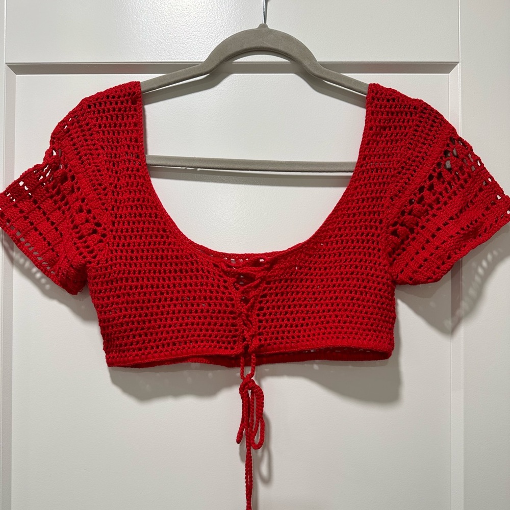 Red Crochet Croptop S